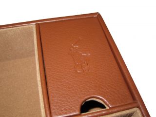 Ralph Lauren Brown Polo Valet Cufflink Wallet Phone Tray Big Pony Box
