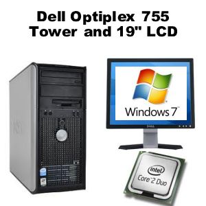 Dell OPTIPLEX755 Tower C2D 4GB 1TB DVD Win 7 19LCD