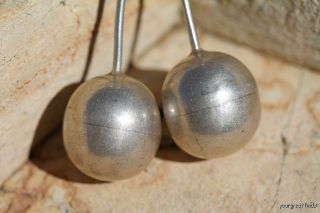Vintage Hand Made Sterling Silver Dingle Ball Pierced Post Earrings