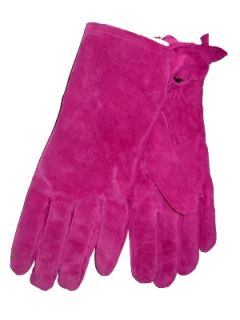 Womens Fushcia Suede Leather Gloves Pink Purple