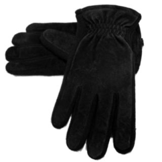 Mens Black Suede Leather Dockers Gloves Fleece Lined