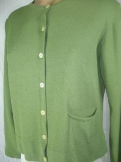 Margaret OLeary Green Knit Cardigan Top 1 s Button Viscose Poly Knit