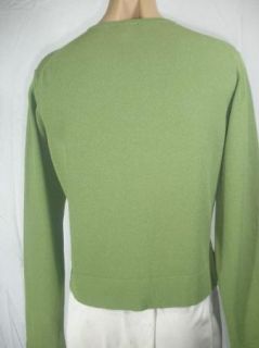 Margaret OLeary Green Knit Cardigan Top 1 s Button Viscose Poly Knit