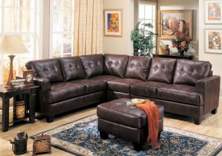 Modular Bonded Leather Sectional Sofa Couch Ottoman Set