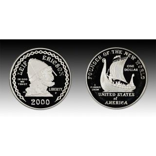 2000 US Leif Ericson Millenium 2 Coin Commemorative Set