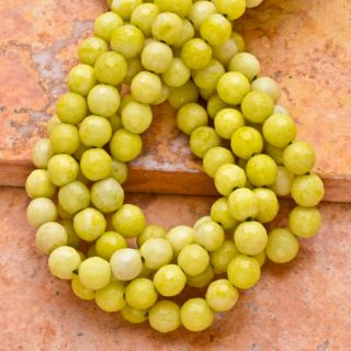 6mm Natural Lemon Jade Gemstone Faceted Round Beads Strand 15