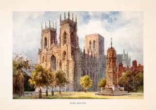 1911 Print Haslehust Architecture York Minister Cathedral Gothic