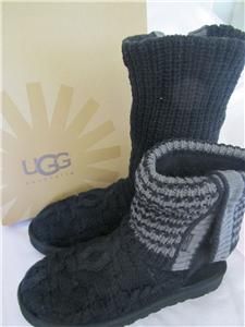 UGG Australia Leland Cotton Knit Boots Black Charcoal Size 8 New in