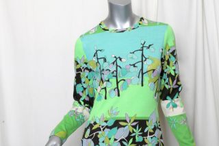 LEONARD PARIS FASHION Bright*VINTAGE* A Line Floral Knit Sweater Mini