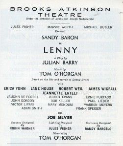 Lenny Sandy Gorman Lenny Bruce RARE Broadway Playbill