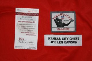 Len Dawson Autographed Kansas City Chiefs Red Throwback Jersey HOF JSA