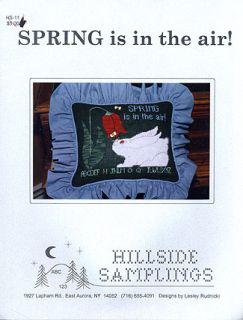Cross Stitch Booklet Spring Is in The Air Rabbit Sniffing Tulip Pillow