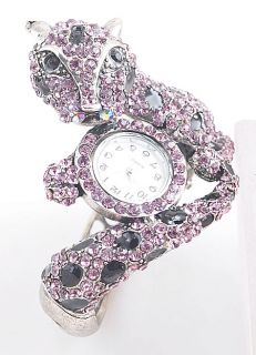 Crystal Animal Leopard Fashion Jewelry new Bracelet Bangle Watch B315