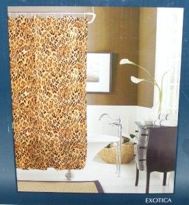 Morgan Leopard Exotica 5 16 PC Fabric Shower Curtain Hooks Towels Soap
