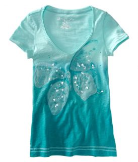 Aeropostale Womens Sequence Butterfly V Neck T Shirt