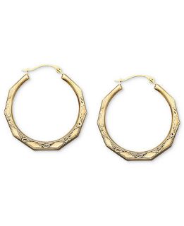 10k Gold Earrings, Engraved Hoop   Earrings   Jewelry & Watches   