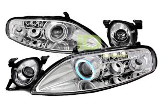 92 99 Lexus SC Projector Headlights, Chrome Halo with LEDs Lights by
