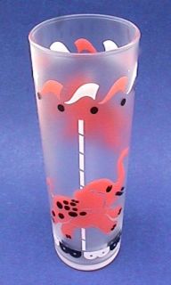Libbey Pink Elephant Vintage Carousel Satin Frost Glass