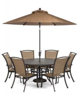 Oasis Outdoor Patio Furniture, 12 Piece Set (60 Round Dining Table, 6