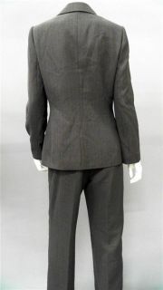 Tahari Arthur Levine Misses 8 2 PC Pant Suit Gray Blazer Pants Plaid