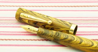 Vintage Waterman Ideal Olive Ripple 52v Fountain Pen