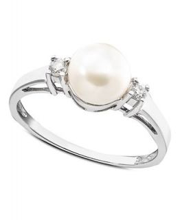 14k White Gold Cultured Freshwater Pearl & Diamond (1/10 ct. t.w