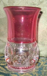 Tiffin Kings Crown Thumbprint Cranberry Glass 4 oz Flat Juice