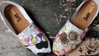 Custom Hand Painted Toms Tennis Margarita Cow Print Bling Shoes Women