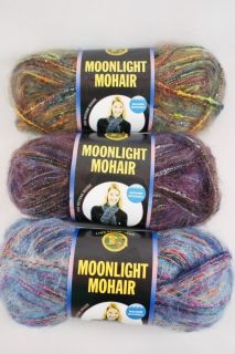 Lion Brand Moonlight Mohair Yarn Purple Mountain Coral Reef Rain
