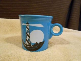 Homer Laughlin Fiesta Ware Blue Peacock Light House Coffee Cup Mug USA