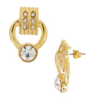 Rhinestone Gold Plated Deco Style Link Necklace Bracelet Set