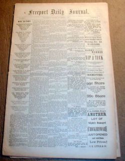 1880 Illinois Newspapers Freeport Daily Journal JMS Garfield Elected