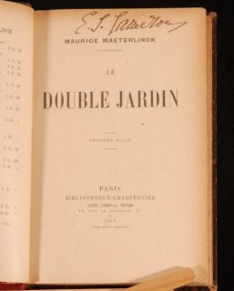 1911 Maurice Maeterlinck Le Double Jardin French