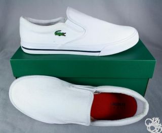 Lacoste Lindon Slip on White Canvas Loafer Mens Slip on Shoes New