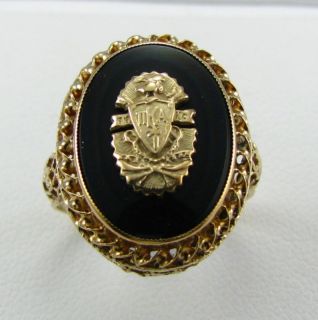 Pi Kappa Alpha Fraternity 10K Gold Onyx Crest Ring