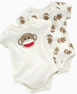 Baby Starters Baby Boy or Girl Sock Monkey 2 Pack Bodysuits