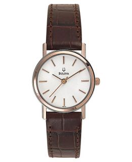 Bulova Watch, Womens Brown Leather Strap 25mm 98V31   All Watches
