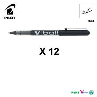 12 x Pilot VBall Roller Ball Pen 0 5mm in 4 Colors BL VB5 Free