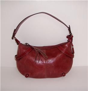 New Liz Claiborne Red Leather Hobo Purse Tote Bag
