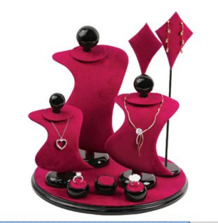 Piece Jewelers Burgundy Leather Display Set Necklace Pendant Earring