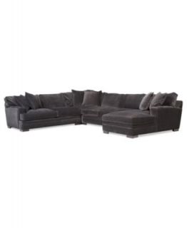 Elliot Fabric Microfiber Sectional Sofa, 3 Piece Chaise 138W x 95D x