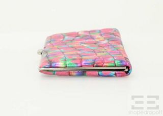 Lodis Hot Pink Multicolor Metallic Embossed Leather Clutch