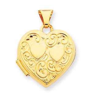 New Beautiful Polished 14k Yellow Gold not Engraveable Heart Locket