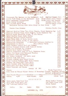 12 menu card with Daily Specials sheet clipped on.