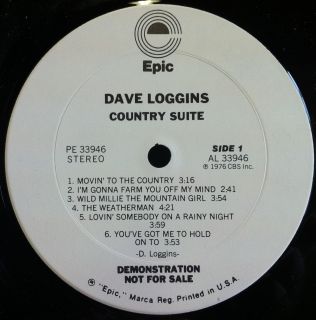 Dave Loggins Country Suite LP VG WL Promo WLP PE 33946 Record 1976 1A