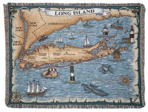 Long Island New York Map Tapestry Throw Blanket Gift