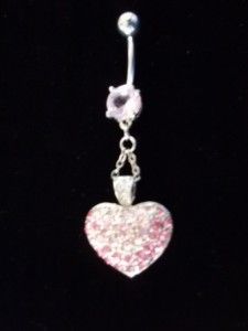 Pink Heart Belly Button Ring Jewelry Body Piercing