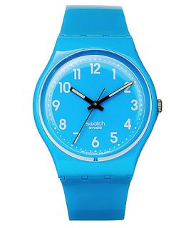 Swatch Watch, Unisex Swiss Rise Up Light Blue Polyurethane Strap 34mm