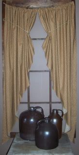 Country 54 Long Brown Calico Fishtail Curtain