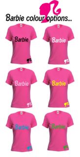 Ladies Fuschia Pink Barbie Logo Top T Shirt Size 6 14